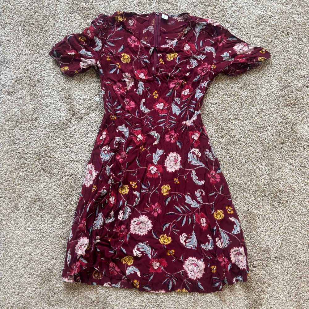 Old Navy Red Floral Midi Dress